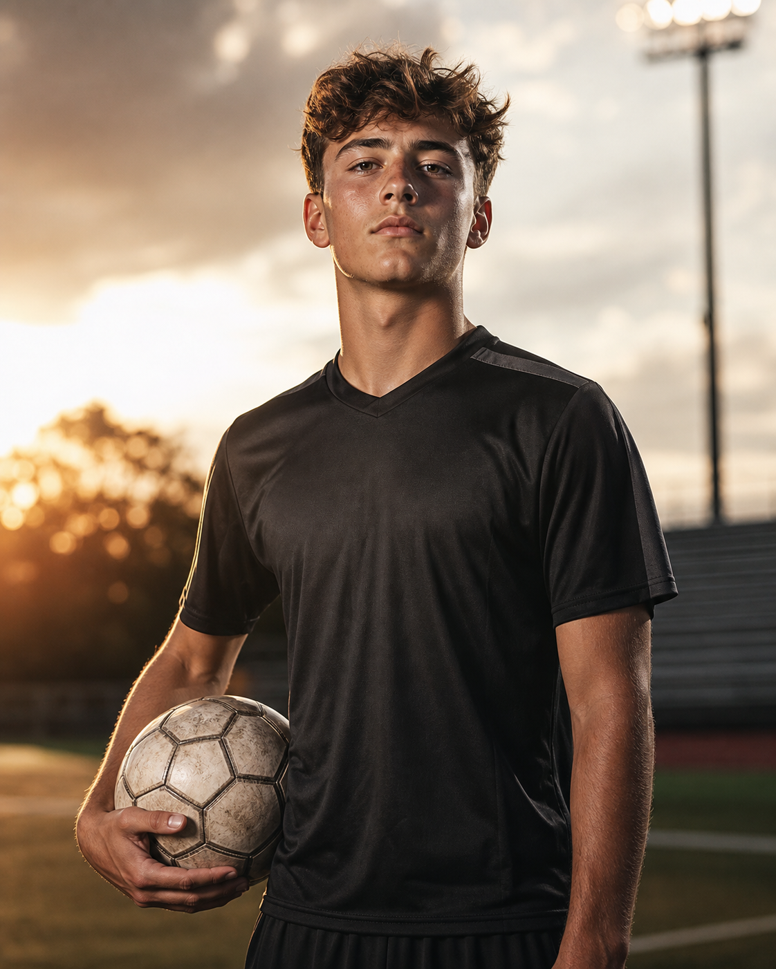 Generated placeholder athlete portrait representing sports media-day photography.